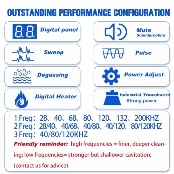 YL Multi Frequency Lab Ultrasonic Cleaner Performance Config