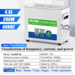 220V 40kHz Ultrasonic Glass Cleaner 4.5L 200W Beaker Cleaning Bath