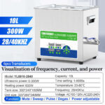 10L 28/40kHz Dual-Frequency Ultrasonic Cleaning Machine 300W Digital Timer Heater for Academic, Scientific, and Industrial Labs - Image 2