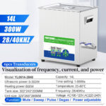 14L 28/40kHz Dual-Frequency Ultrasonic Cleaner 300W Digital SUS304 Bath for Intensive Emulsifying, Precision Labware Tubes Cleaning - Image 2