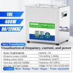 10L Dual-Frequency Ultrasonic Cleaner 80/120kHz 400W Power Control Noise Reduce Precision Lab Sonicator for Delicate Glassware & Instruments - Image 2