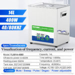 14L 40/80kHz Dual-Frequency Ultrasonic Lab Washing Machine 400W Digital Bath for Scientific Glassware & Electronic Components - Image 2