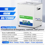 80/120kHz Dual-Freq SUS304 Ultrasonic Cleaning Machine 14L 400W Power Adjustable Digital Heated Cleaner for Lab & Industry - Image 2