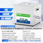 Low Noise 15L 28/40kHz Dual-Frequency Ultrasonic Washing Cleaner 400W Power Adjustable Digital Lab & Industrial Cleaning Bath - Image 2