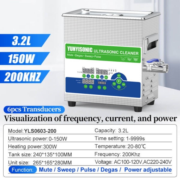 3.2L 200kHz Ultrasonic Cleaner for Silicon Wafers & Chips | Lab Precision Cleaning Machine