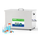 Multi-Frequency ultrasonic cleaning system assisted extraction dissolution homogenization view in lab setting