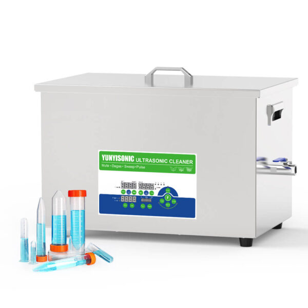Multi-Frequency ultrasonic cleaning system assisted extraction dissolution homogenization view in lab setting