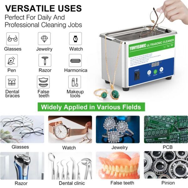 Application Range Diagram of Yunyisonic 0.8L Household Ultrasonic Cleaner