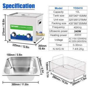 10L PCB Parts Ultrasonic Cleaner Specification