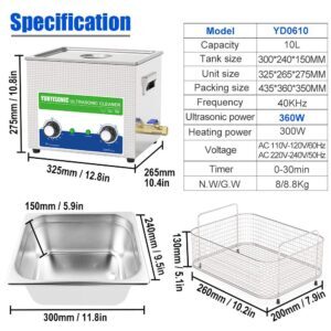 360W 10L PCB Parts Ultrasonic Cleaner Specification