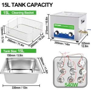 540W 15L Mechanical Ultrasonic Machine Cleaning Auto Parts