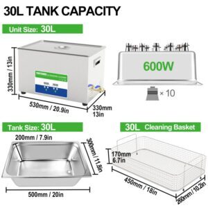 Specification of 30L tank industrial parts ultrasonic cleaner