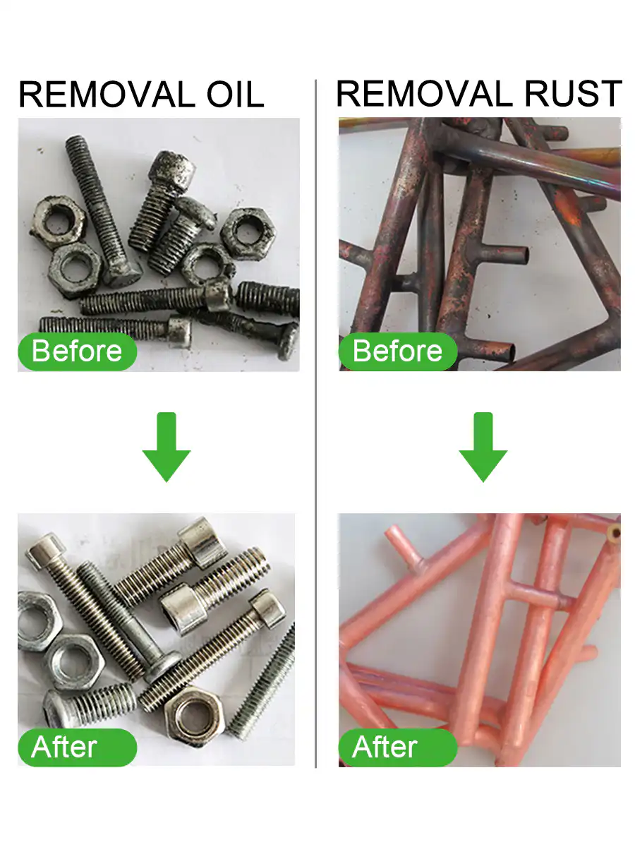 Comparison of oil removal and rust removal ultrasonic cleaning effect