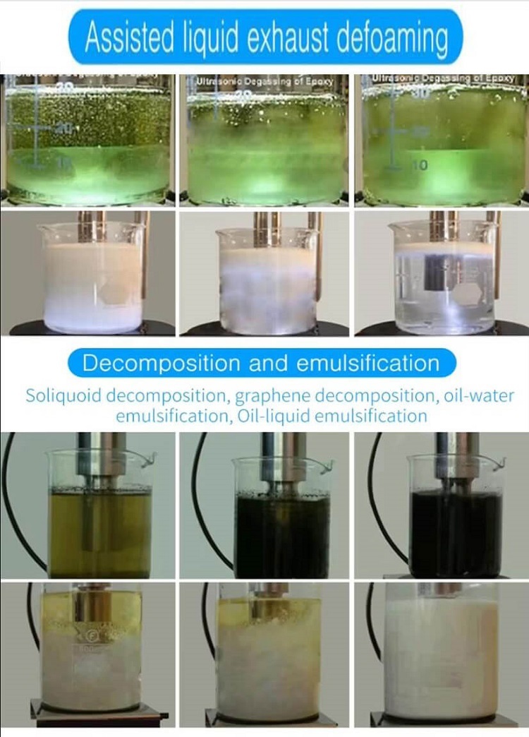 Immersible Ultrasonic Transducers Assisted Liquid Exhaust Defoaming