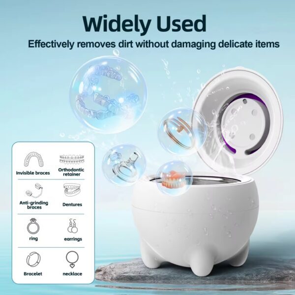 Portable 48kHz Ultrasonic Cleaner for Jewelry & Dental Appliances – Hygienic & Travel-Friendly