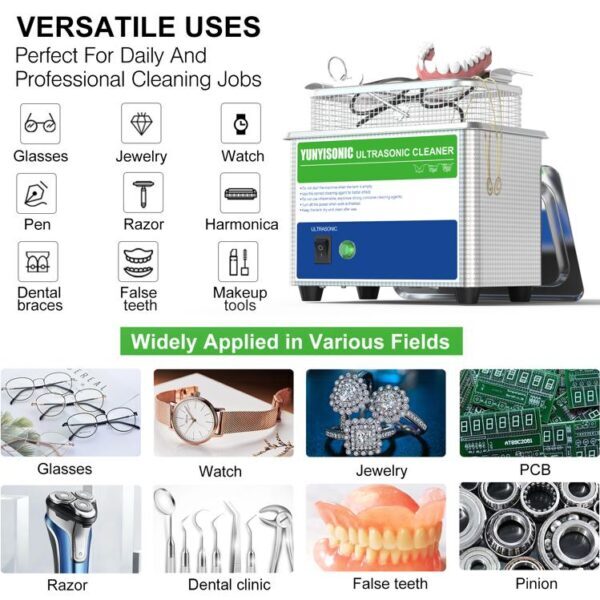 800ml Ultrasonic Spectacle Cleaning Machine for Rings Jewelry Necklaces SUS304 Tank