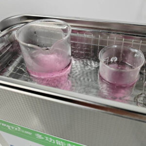 Lab Ultrasonic Cleaner for liquid or particles powder treatment, mixing dispersion dissolving