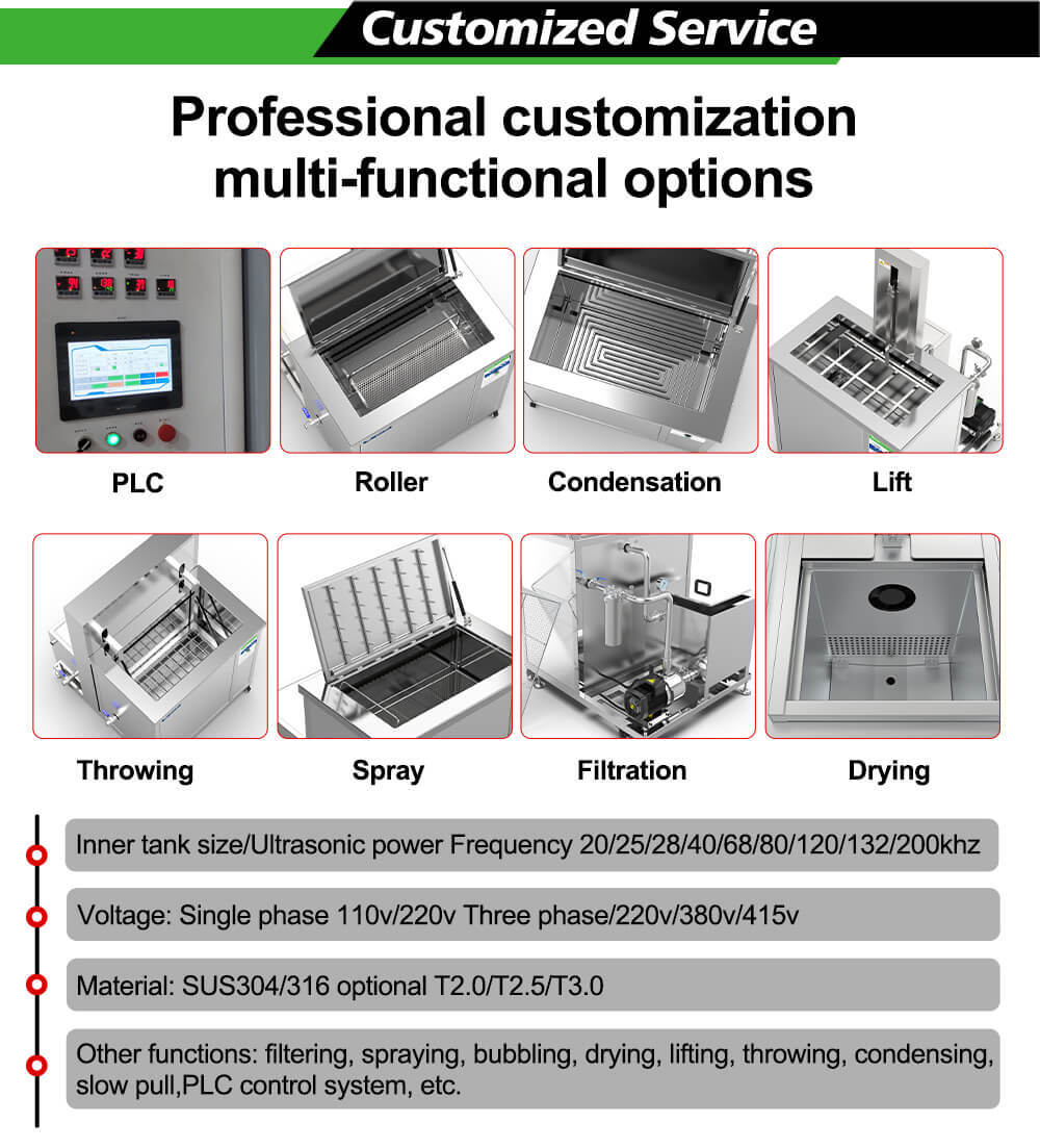 Supported Customization Features for Heating Soak Bath & Industrial Ultrasonic Cleaner