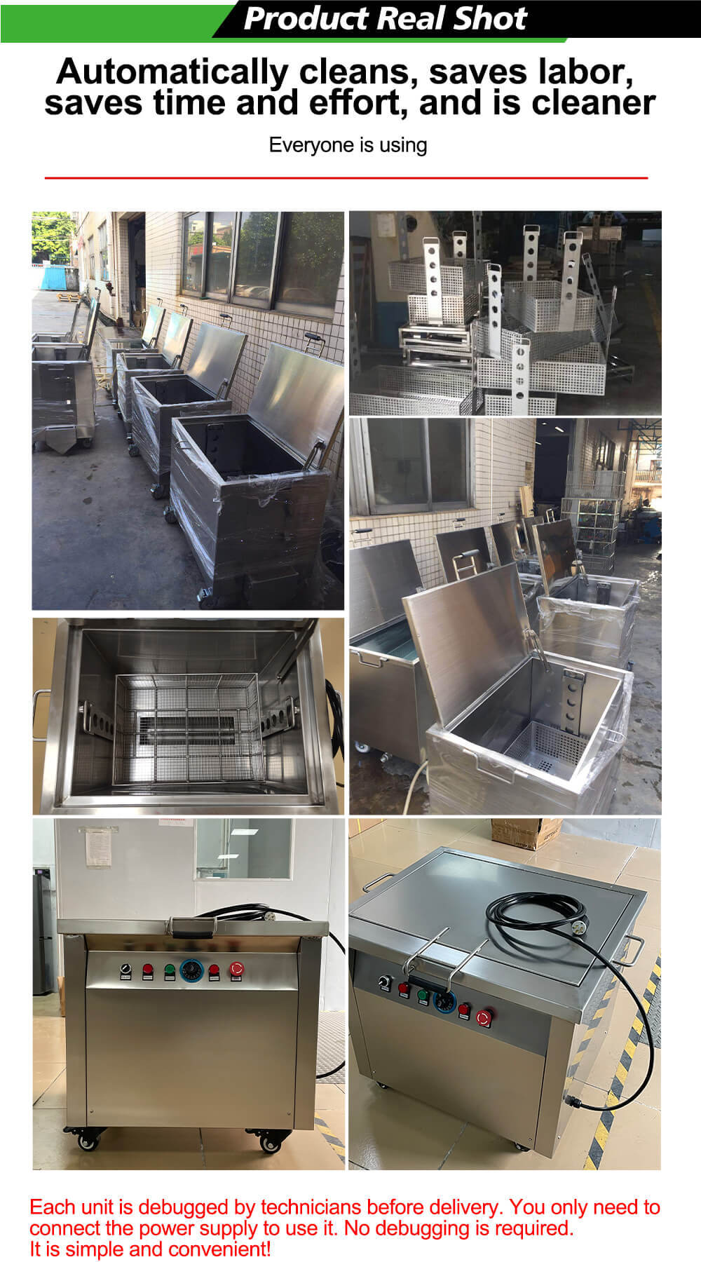 SUS304 Industrial Heating Soak Bath Real Shot