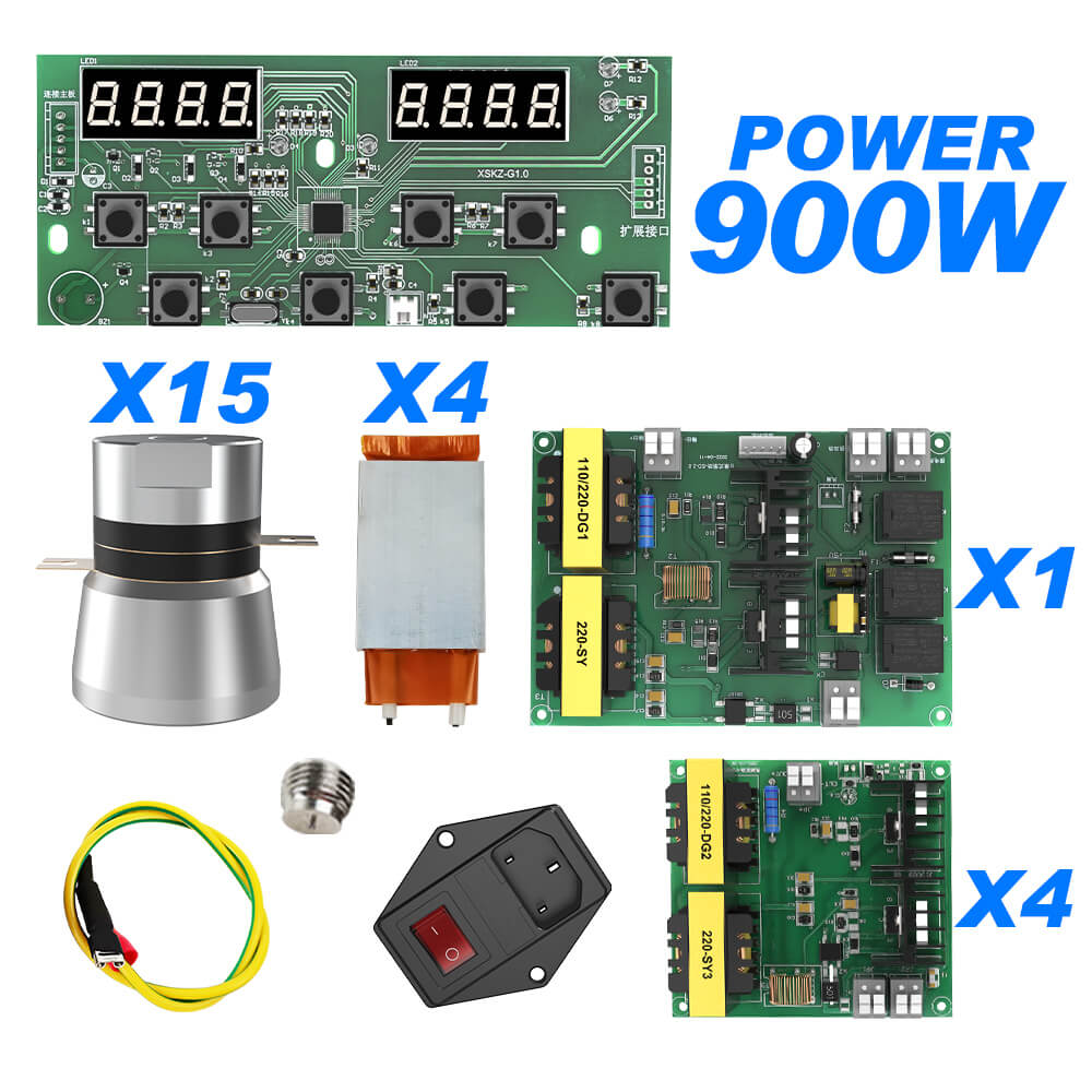 900W Complete 40kHz Digital Ultrasonic Cleaner DIY Kit