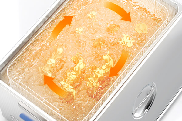 Ultrasonic cleaning machine in operation