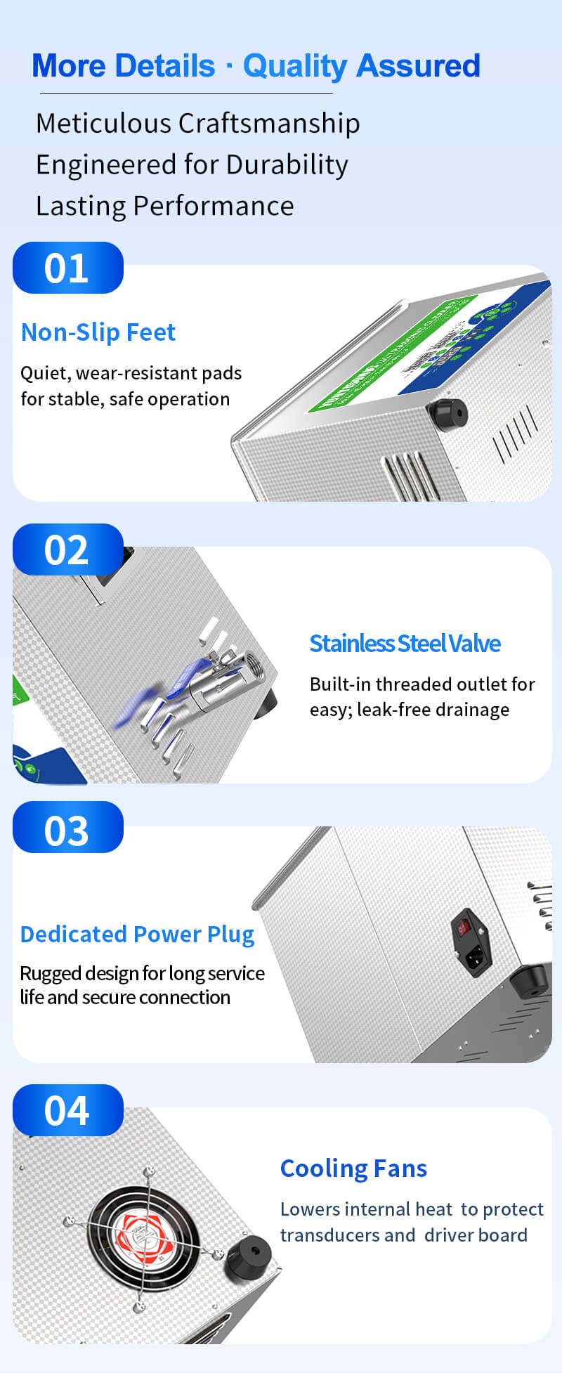22L Versatile Triple-Freq 40/80/120kHz China Ultrasonic Cleaner for Lab Manufacturers, Nanoparticle Dispersion & Instrument Cleaning