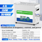 4.5L 28/40kHz Multi-Function Ultrasonic Cleaner Degas, Pulse, Emulsify & Disperse Lab Samples | 150W Adjustable Power Ultrasonic Bath - Image 2