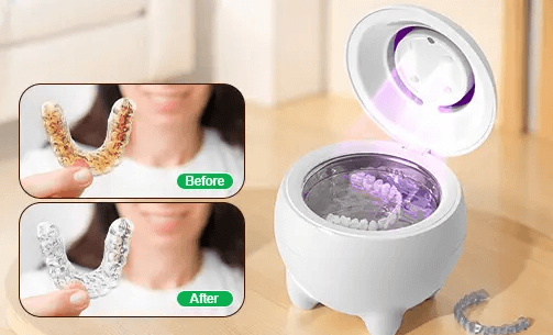 Portable Ultrasonic Denture & Retainer Cleaner with UV Light Sterilization