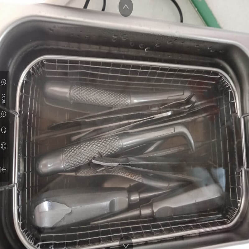 Dental Instrument Cleaning With Multi Enzyme Liquid And Water