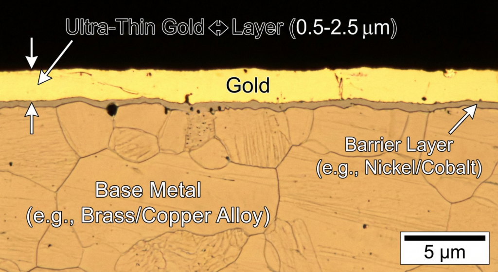 Cross-sectional illustration of gold-plated jewelry (AI-generated)