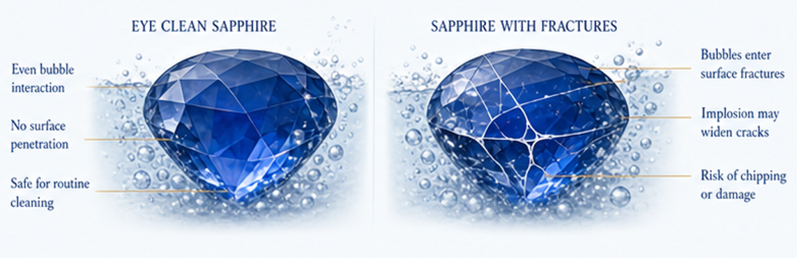 Sapphires and the Cavitation Effect of Ultrasonic Cleaners