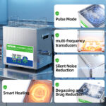 Yunyisonic 160khz Ultrasonic Bath Showing Pulse Mode, Smart Heating, Silent Noise Reduction & Degas